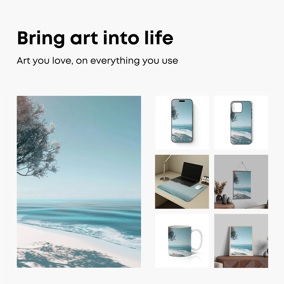 Eternal Shoreline: Blossom Tree Over Serene Sea - Image 2