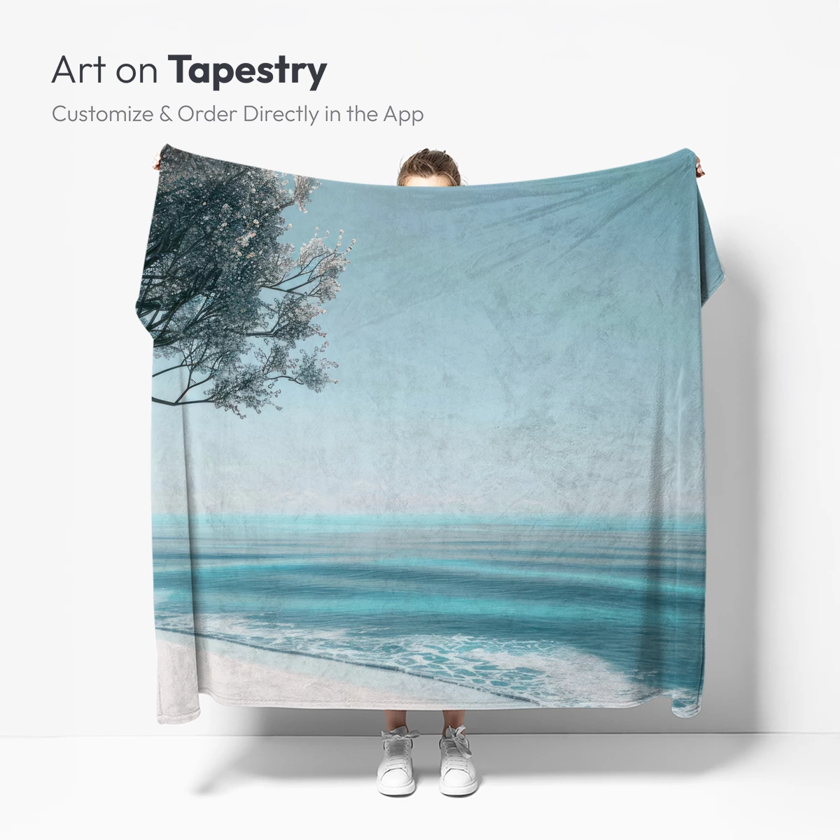 Eternal Shoreline: Blossom Tree Over Serene Sea - Image 5