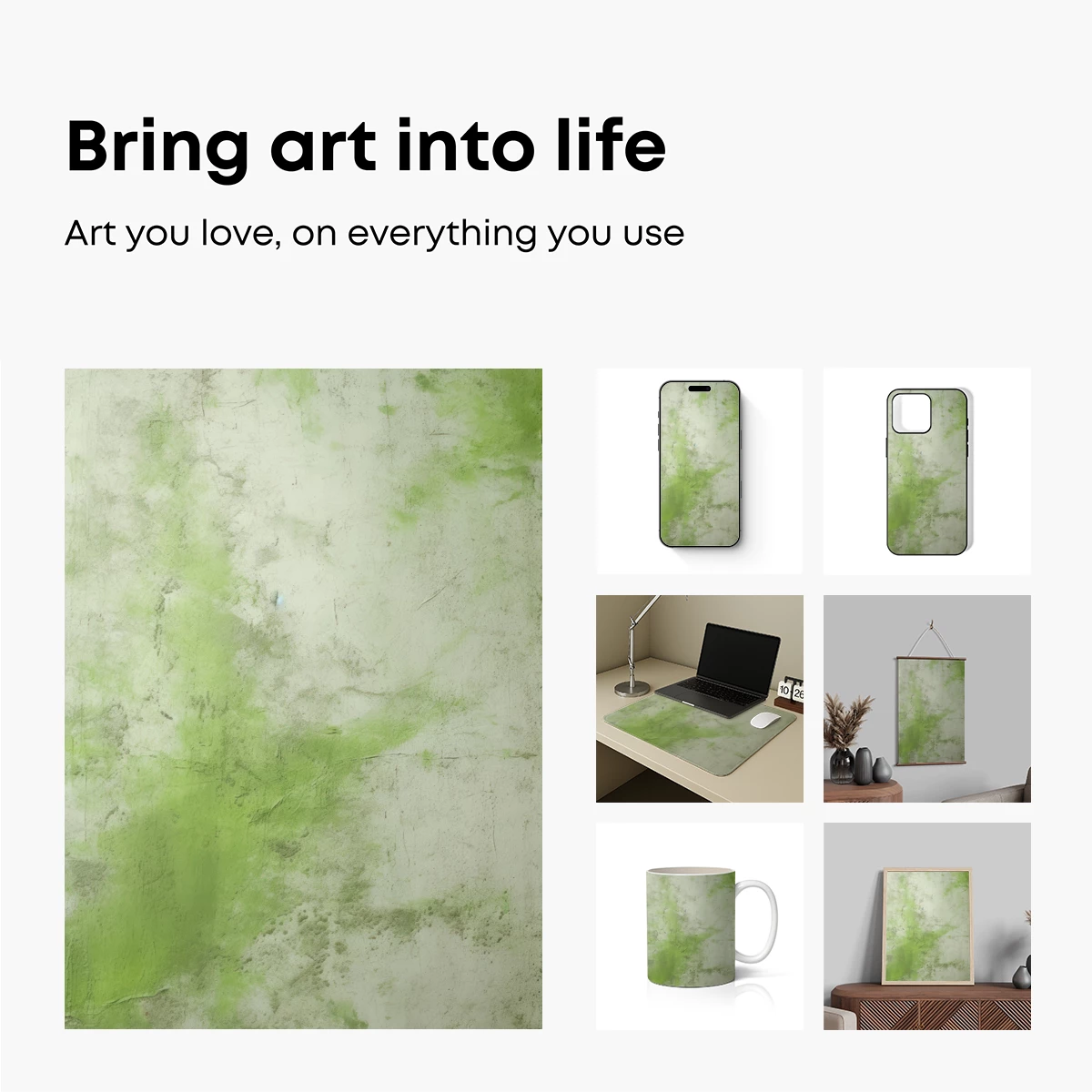 Ethereal Moss Whisper: Textured Green Abstract - Image 2