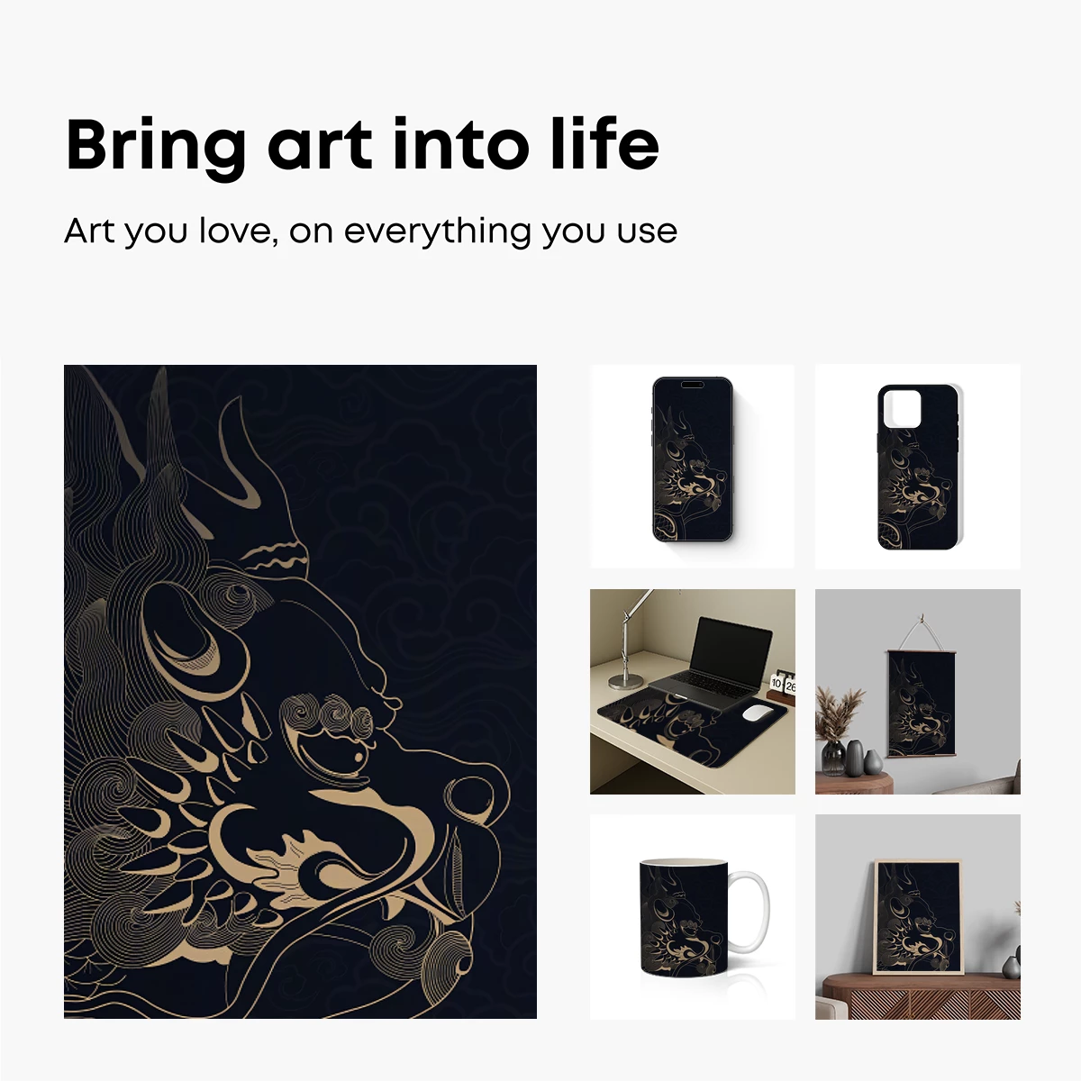 Golden Dragon's Whisper: Mythical Line Art