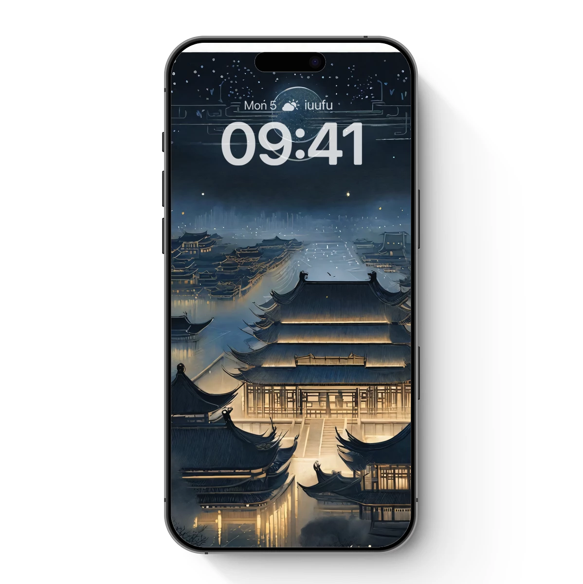 Moonlit Dynasty: Ancient Roofs Under Celestial Glow