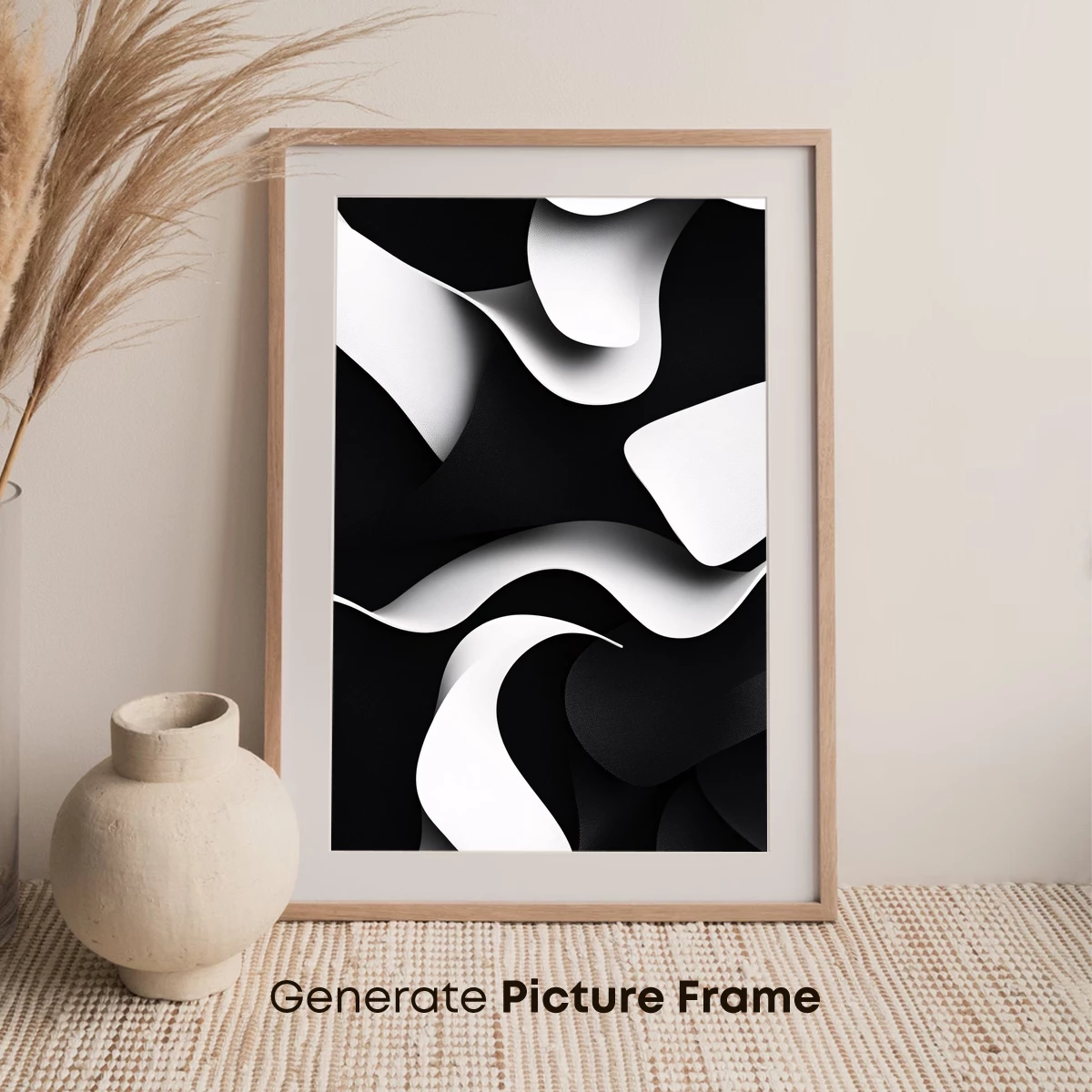 Elegant Monochrome Waves: Abstract Fluidity - Image 7