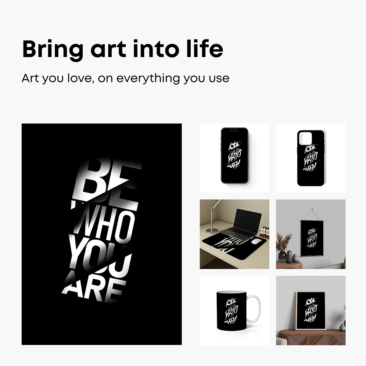Bold Typography: 'Be Who You Are' in Monochrome - Image 2