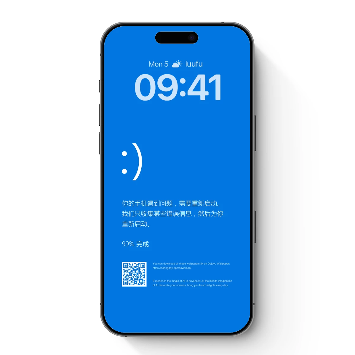 Blue Serenity: Digital Smile in Minimalist Bliss