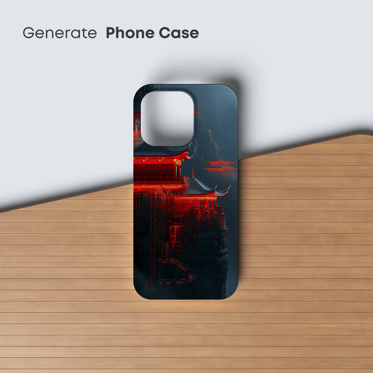 Cyberpunk Pagoda: Neon Red Reflections - Image 3