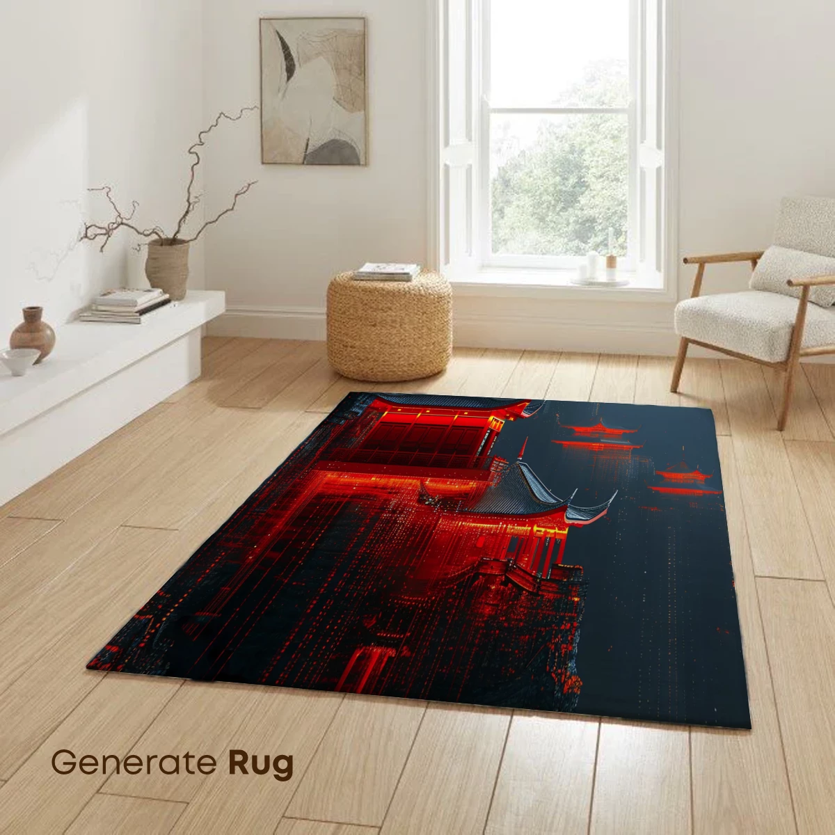 Cyberpunk Pagoda: Neon Red Reflections - Image 6