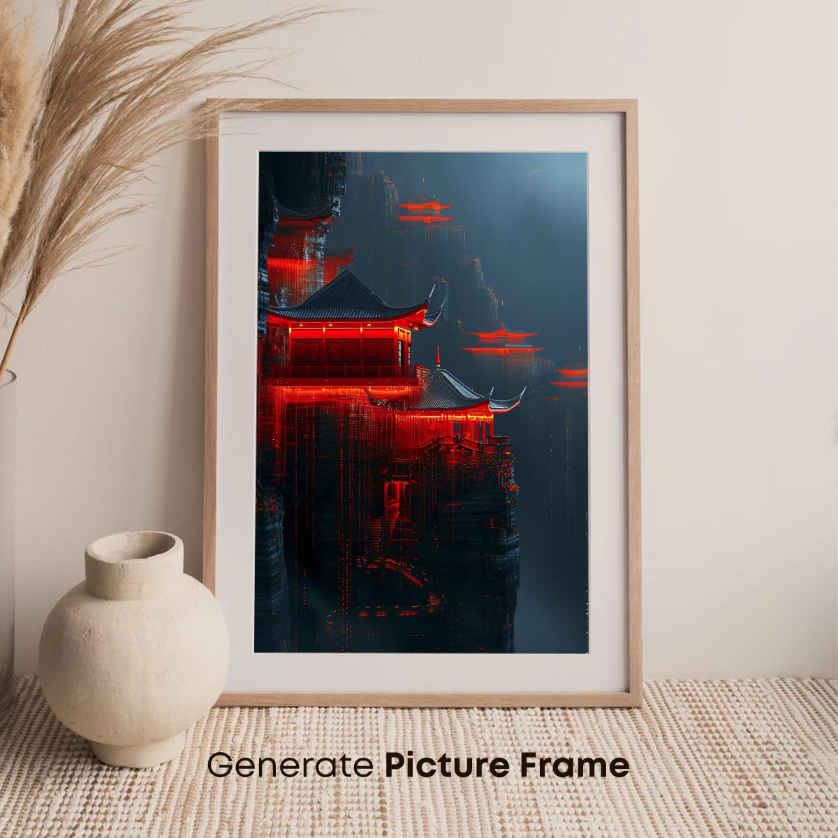 Cyberpunk Pagoda: Neon Red Reflections - Image 7