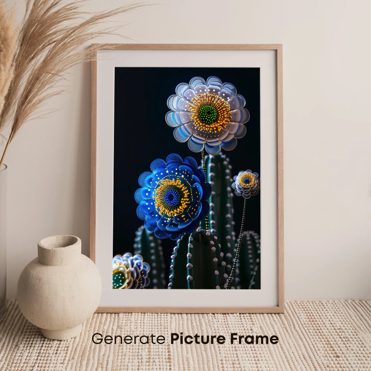 Luminous Cactus Blossoms: Futuristic Floral Fantasy - Image 7