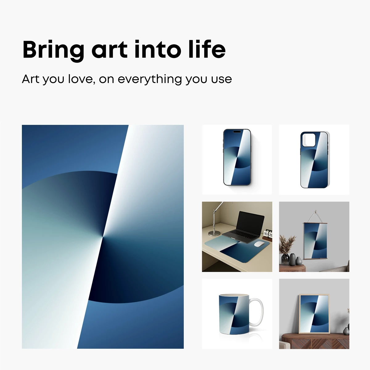 Geometric Elegance: Abstract Blue and White Harmony - Image 2