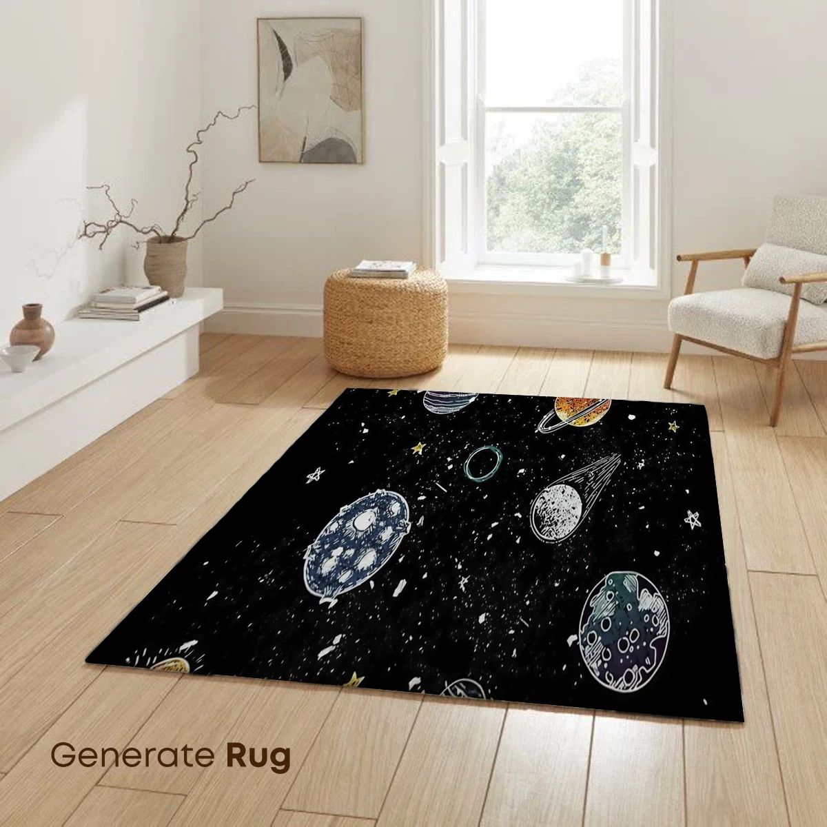 Cosmic Symphony: Hand-Drawn Planets in Night Sky - Image 6