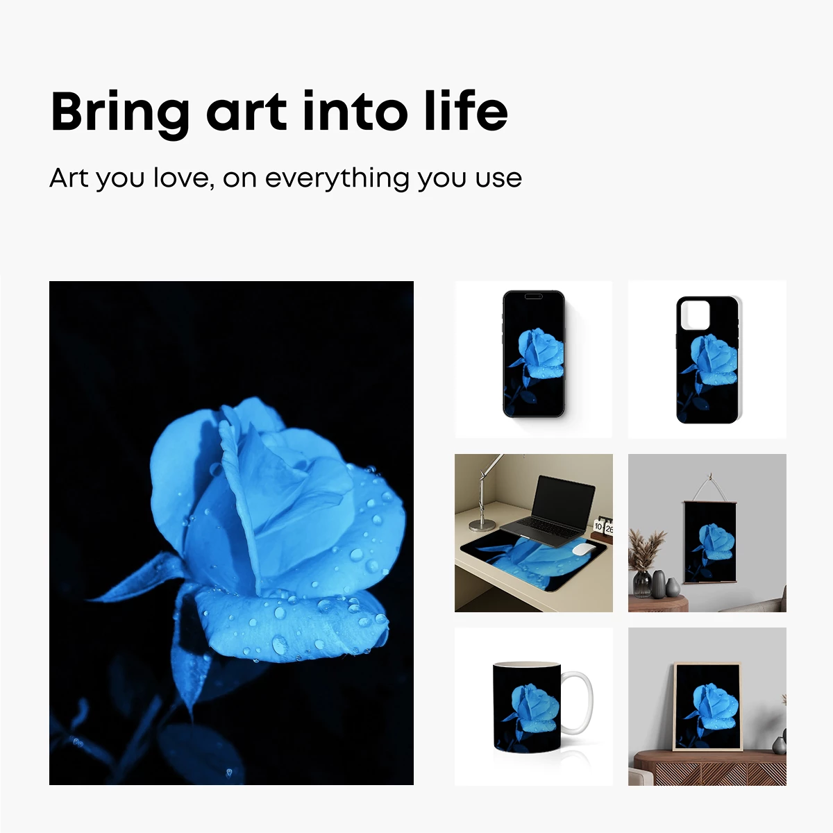 Ethereal Midnight Rose: Dew-Kissed Bloom in Blue