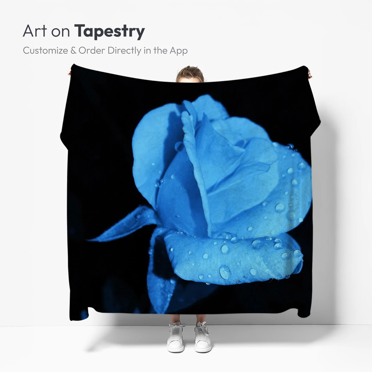 Ethereal Midnight Rose: Dew-Kissed Bloom in Blue - Image 4