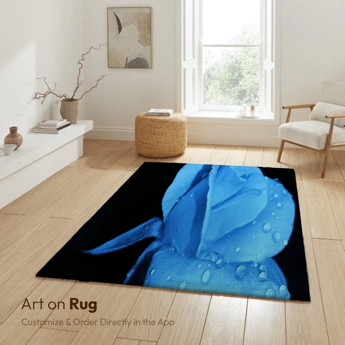 Ethereal Midnight Rose: Dew-Kissed Bloom in Blue - Image 5