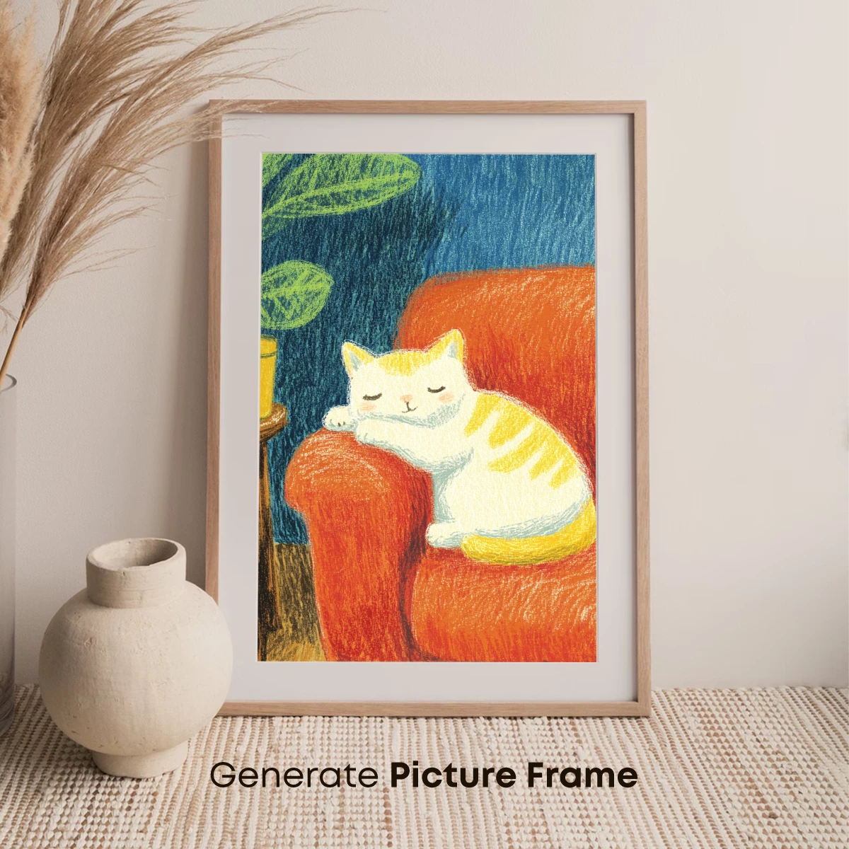 Cozy Cat Nap: Whimsical Armchair Dream - Image 7