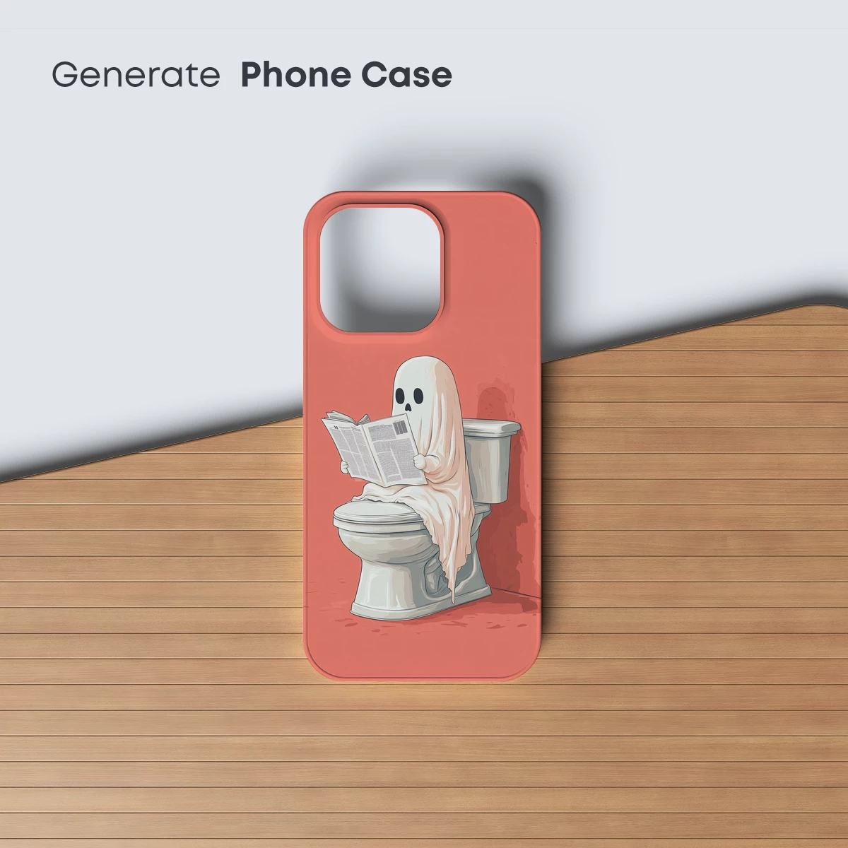 Ghostly Reader in Toilet: Quirky Cartoon Charm - Image 3