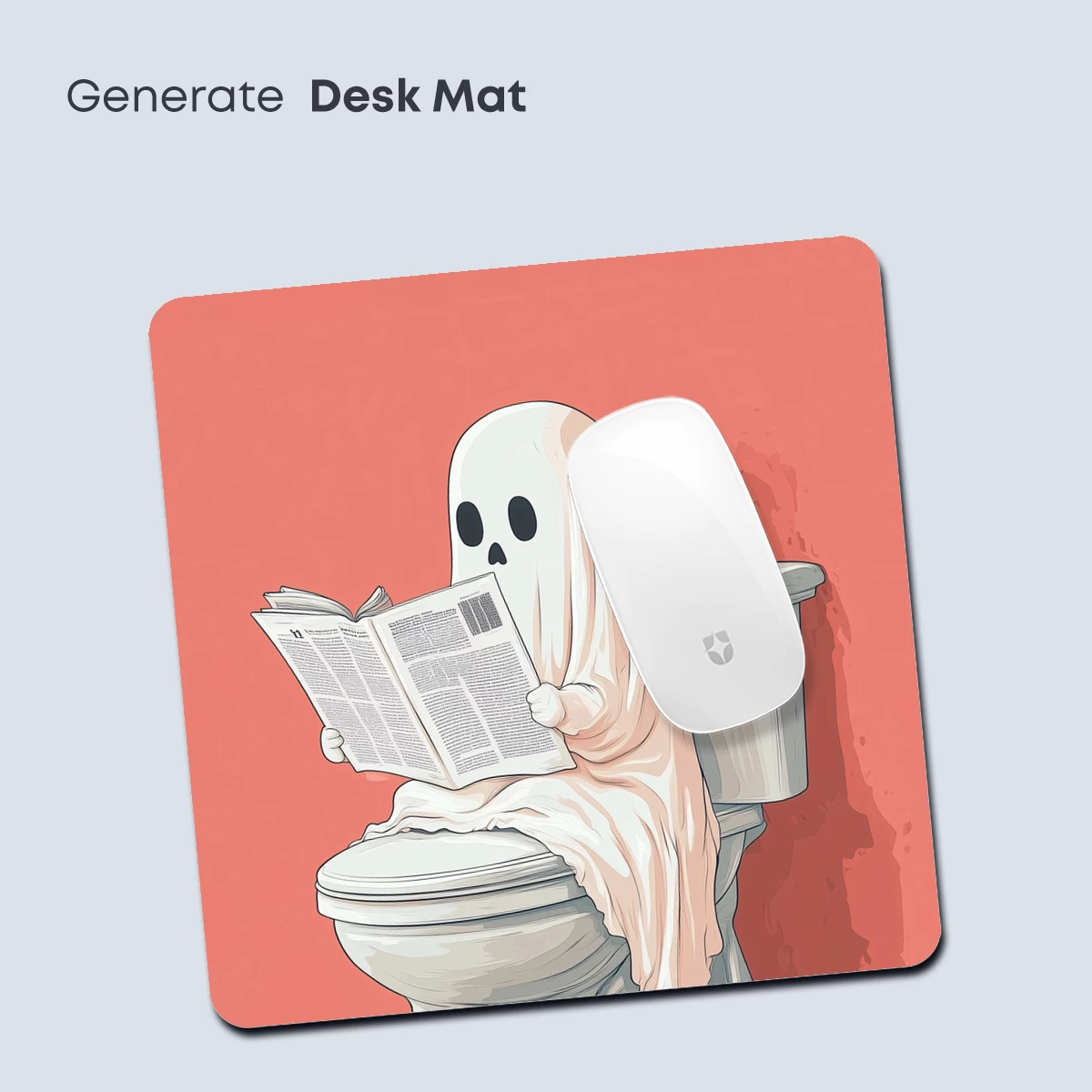 Ghostly Reader in Toilet: Quirky Cartoon Charm - Image 4