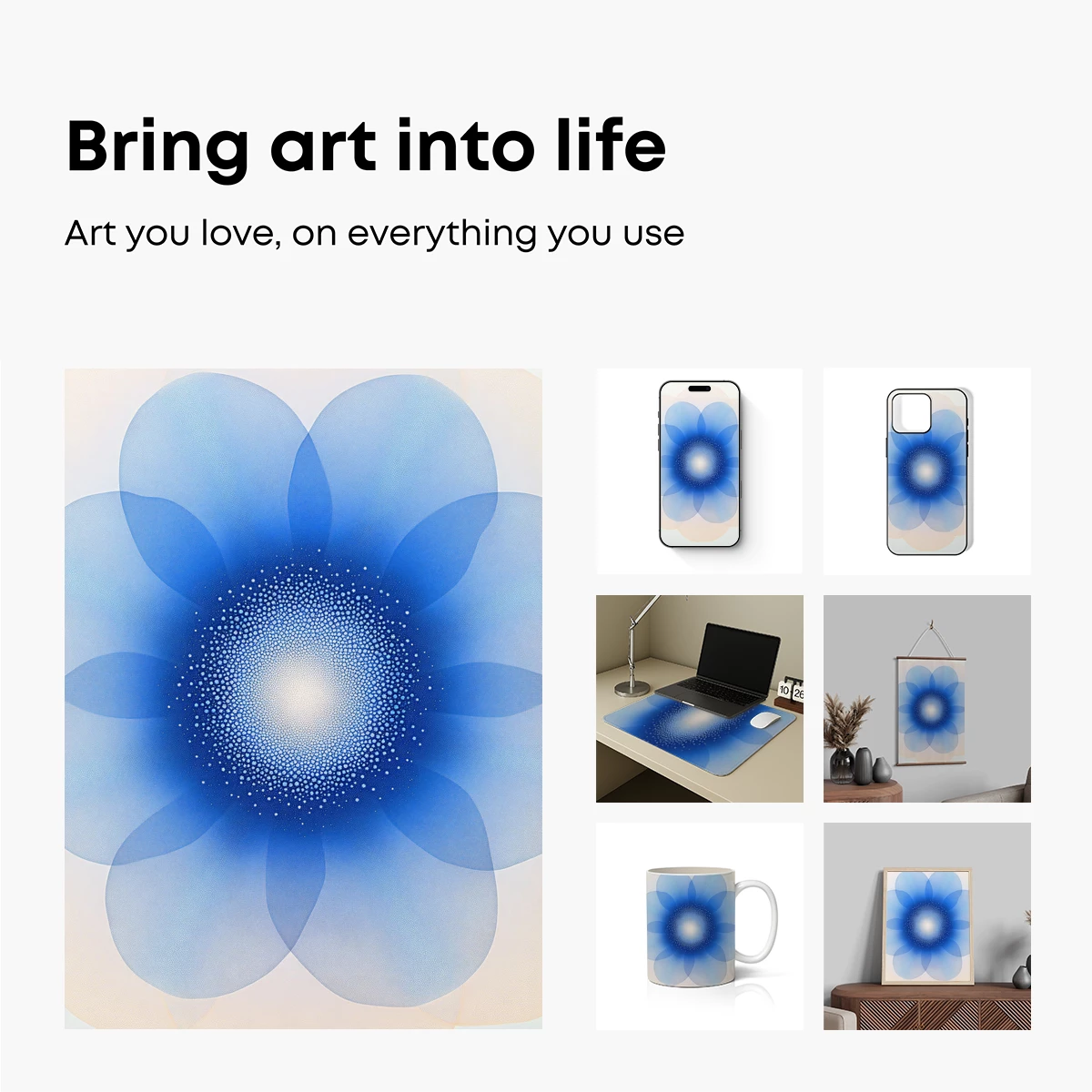 Blue Petal Symphony: Digital Floral Art - Image 2