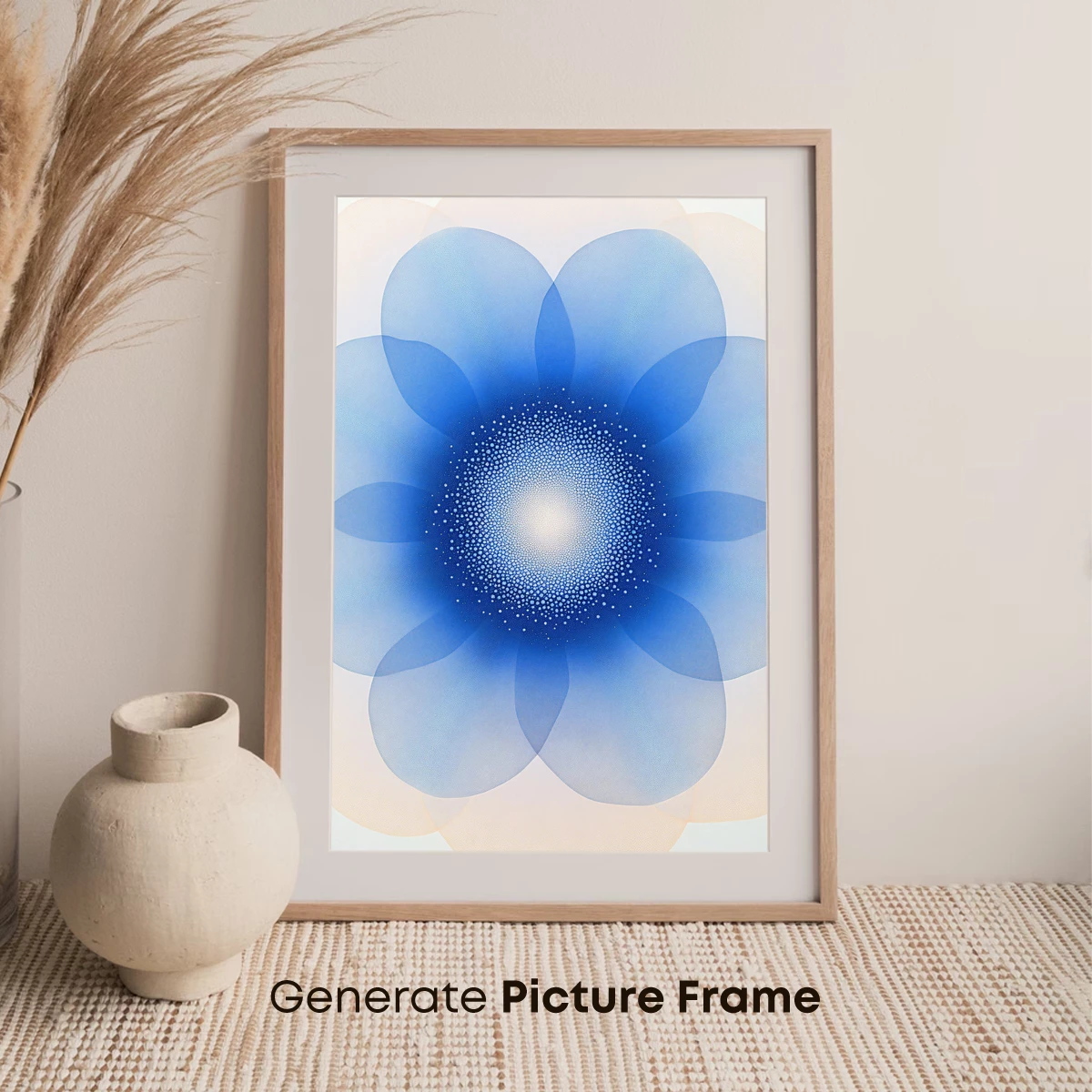 Blue Petal Symphony: Digital Floral Art - Image 7