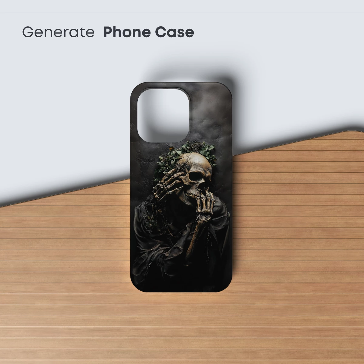 Eternal Embrace: Skeletal Hands Cradling a Skull Amidst Verdant Vines - Image 3