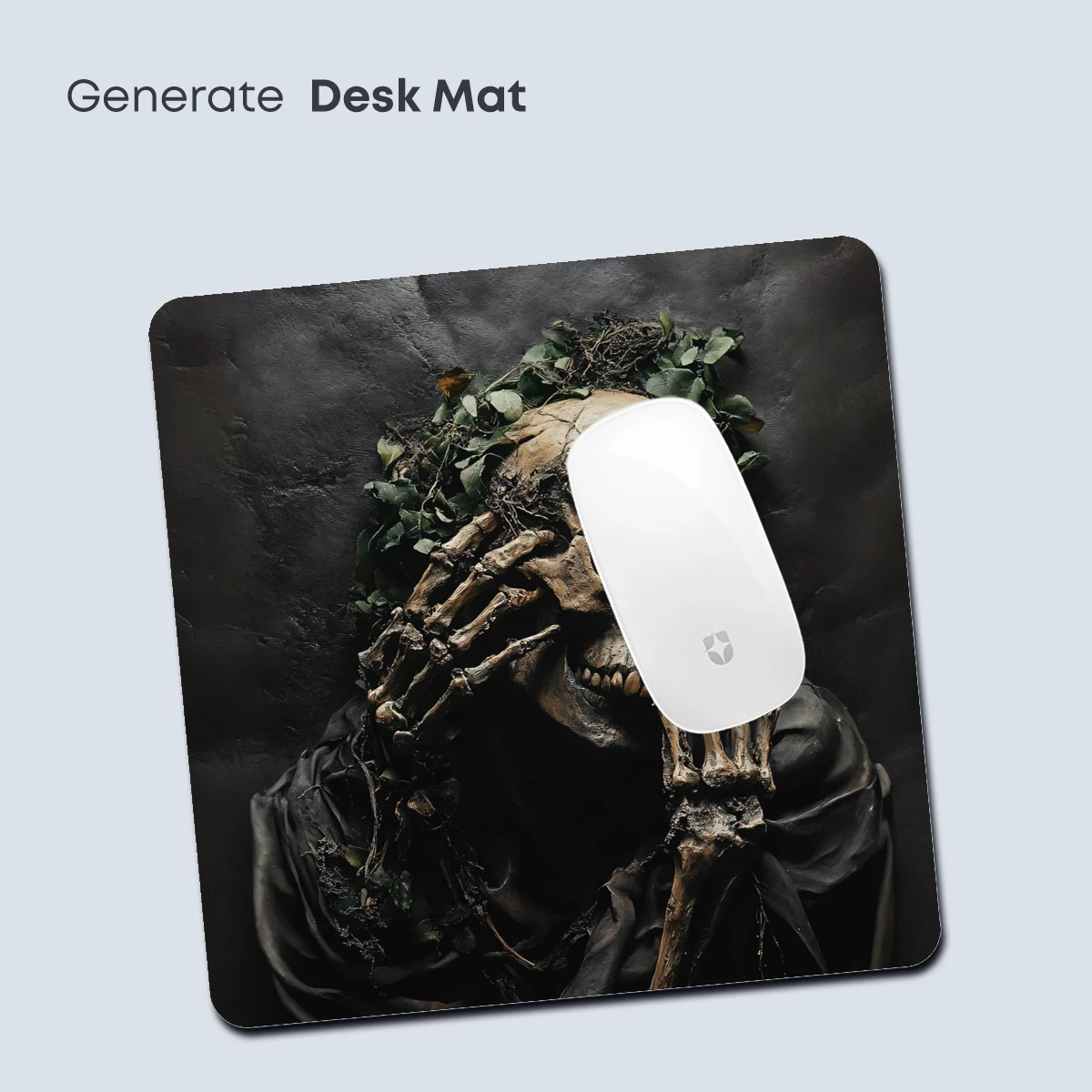 Eternal Embrace: Skeletal Hands Cradling a Skull Amidst Verdant Vines - Image 4