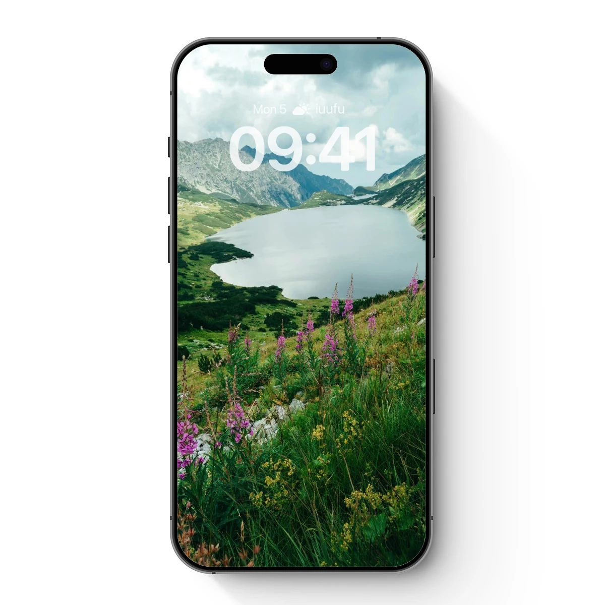 Alpine Serenity: Floral Meadows by Mountain Lake