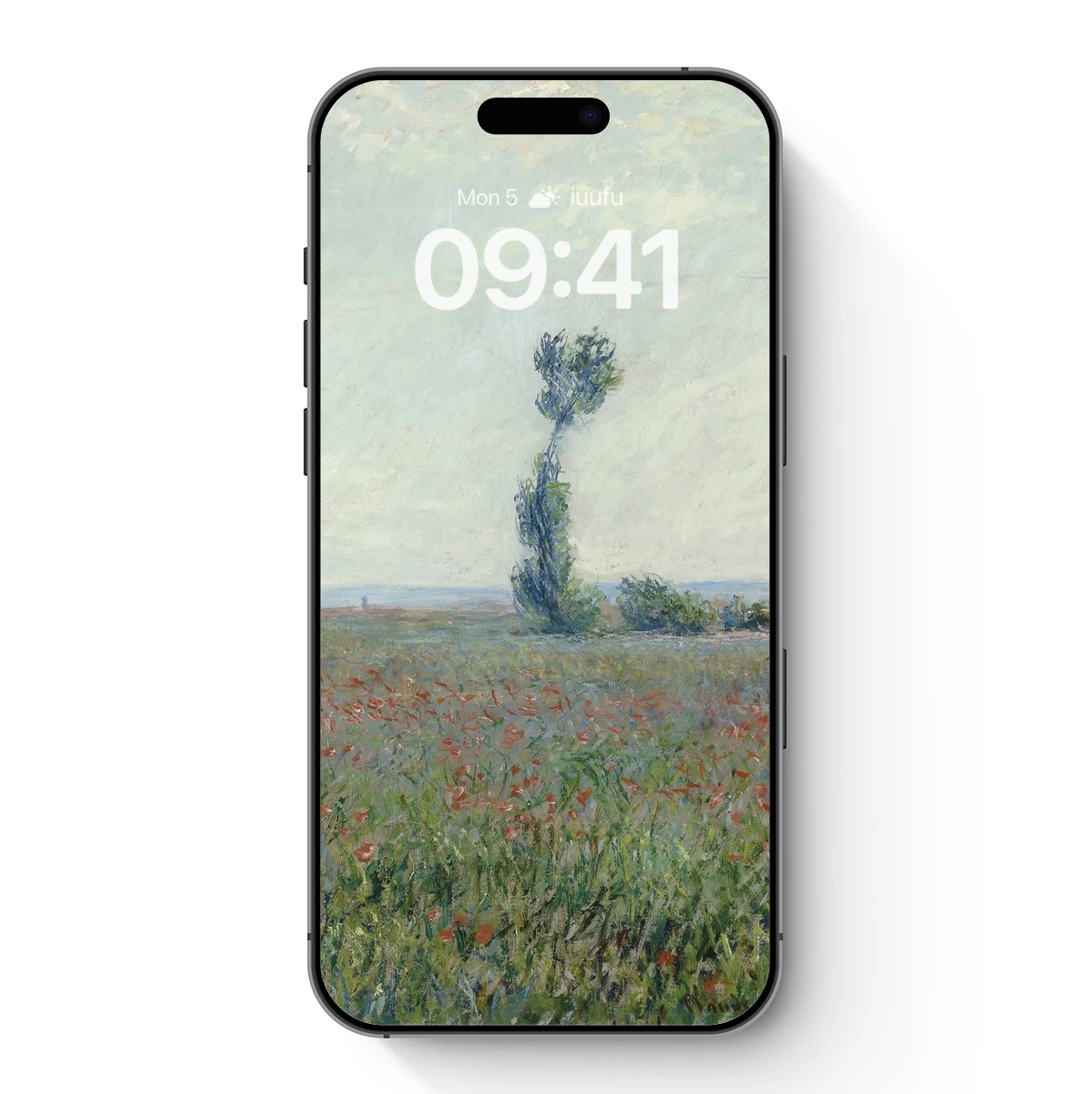 Monet's Poppy Field: Solitary Cypress in Bloom