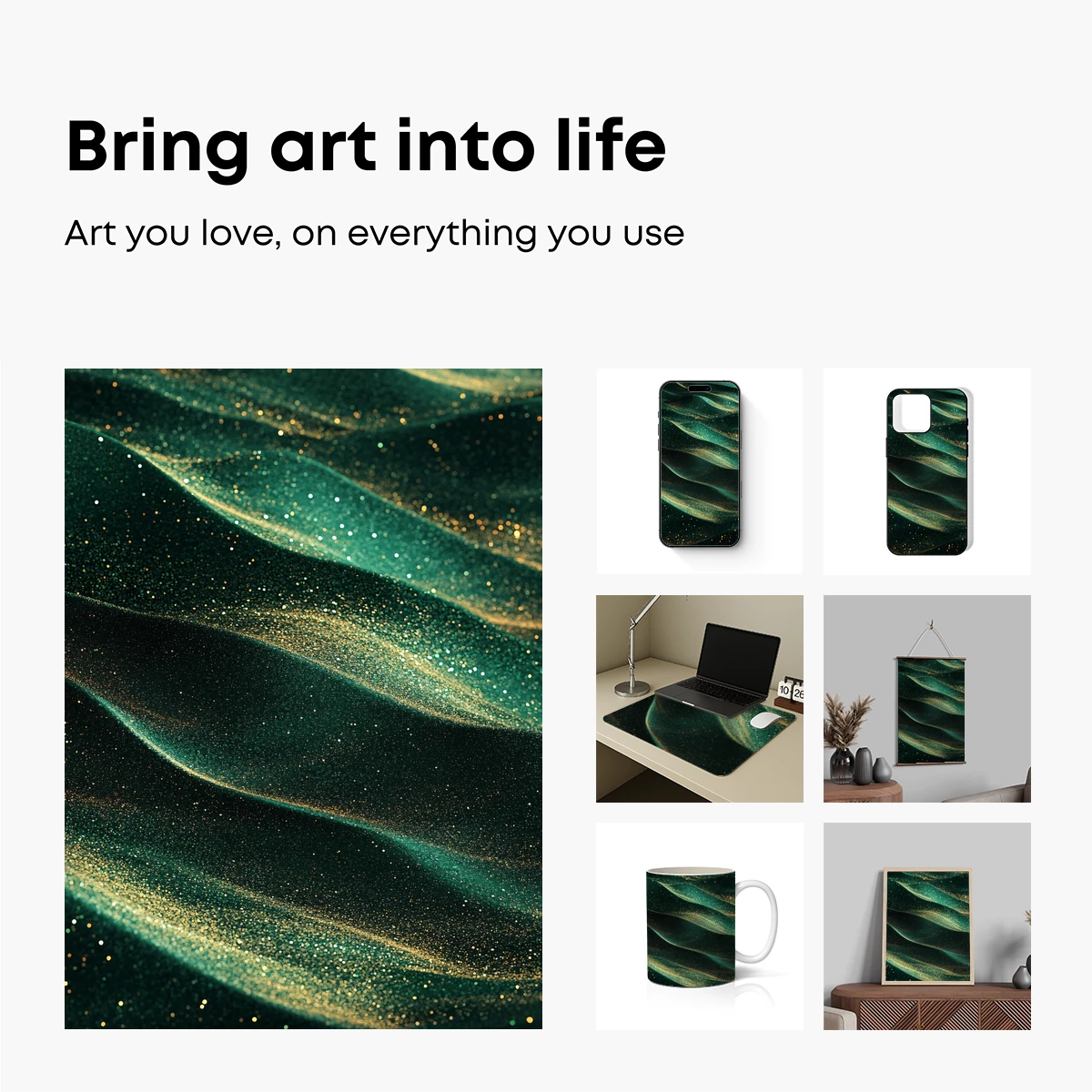 Glittering Emerald Waves: A Symphony of Light and Texture - Image 2