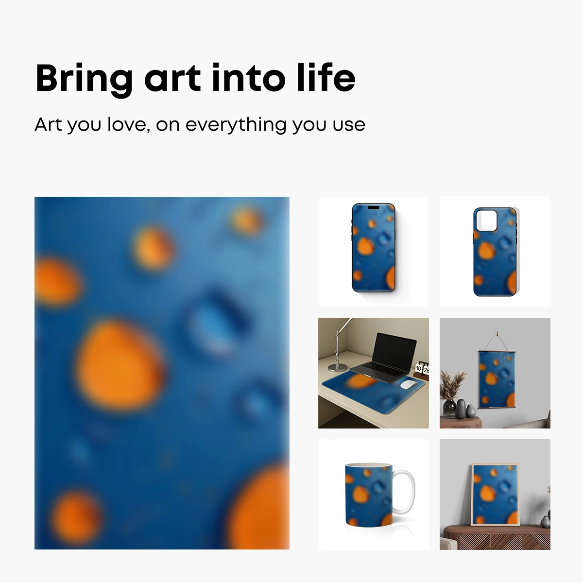 Cosmic Orange Orbs in Blue Abyss - Image 2