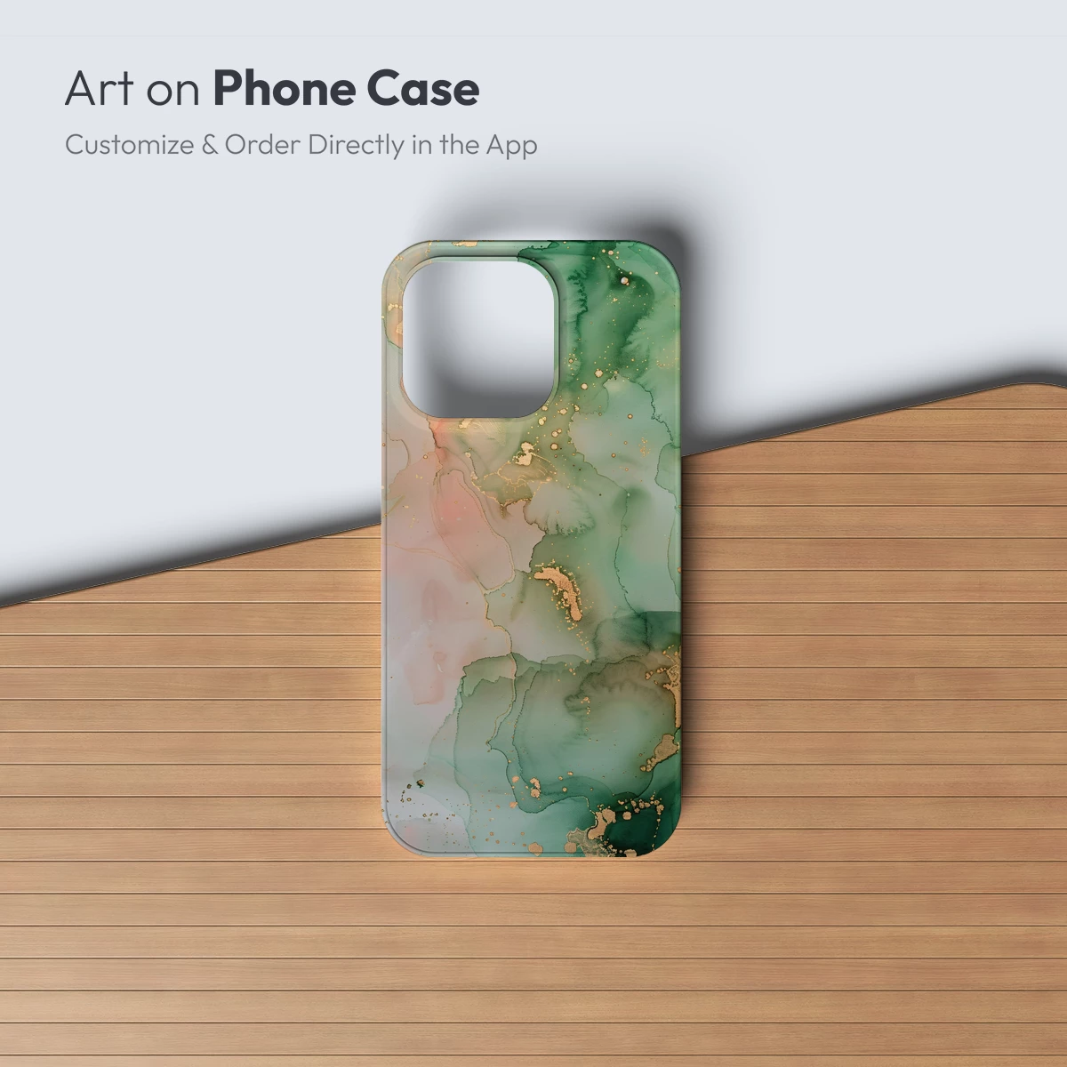 Ethereal Ink Dance: Emerald and Blush Harmony - Image 3