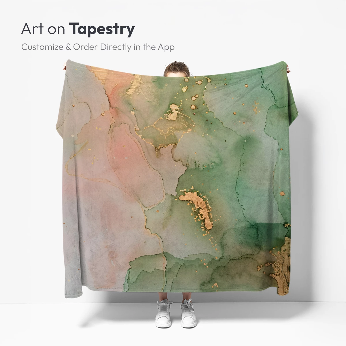 Ethereal Ink Dance: Emerald and Blush Harmony - Image 5