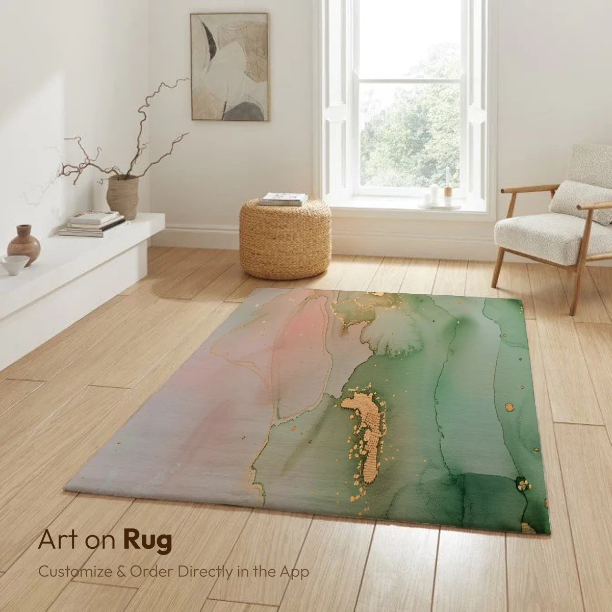 Ethereal Ink Dance: Emerald and Blush Harmony - Image 6