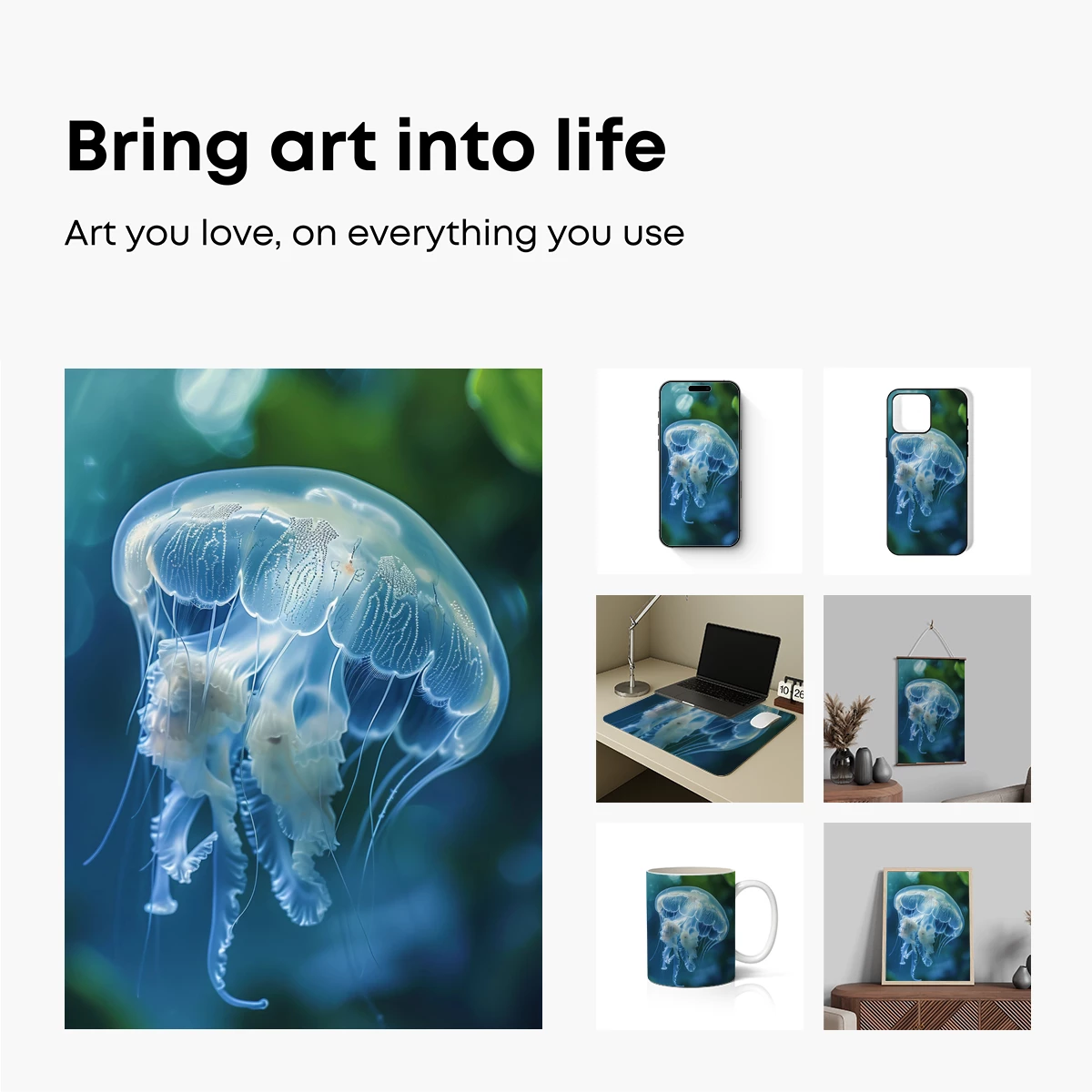 Ethereal Jellyfish: Oceanic Ballet in Blue - Image 2