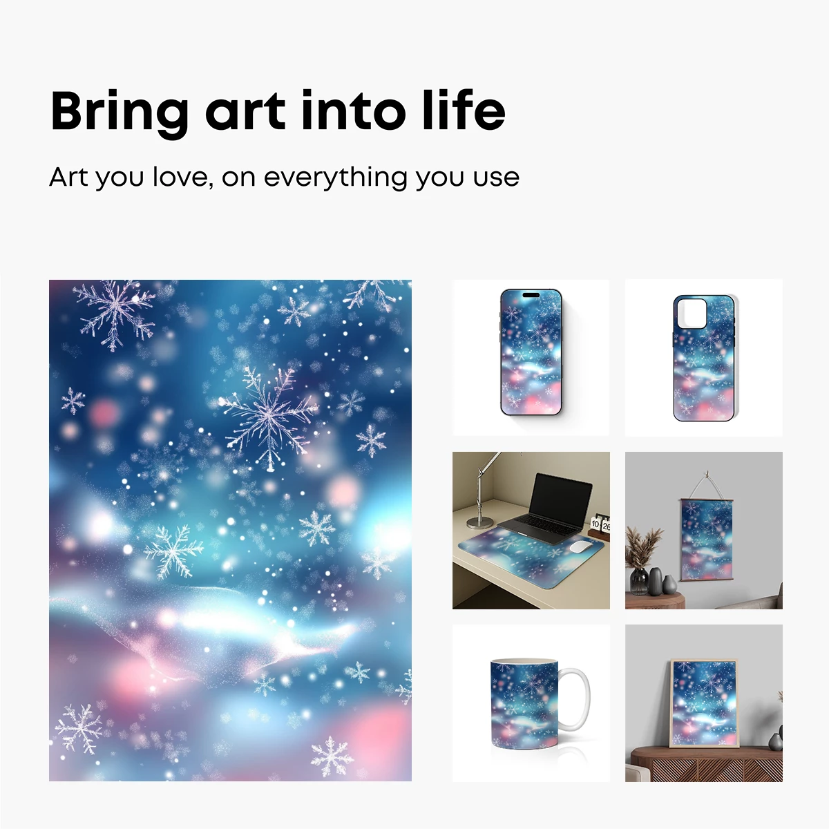 Frosty Dreamscapes: Snowflakes in Ethereal Blues - Image 2