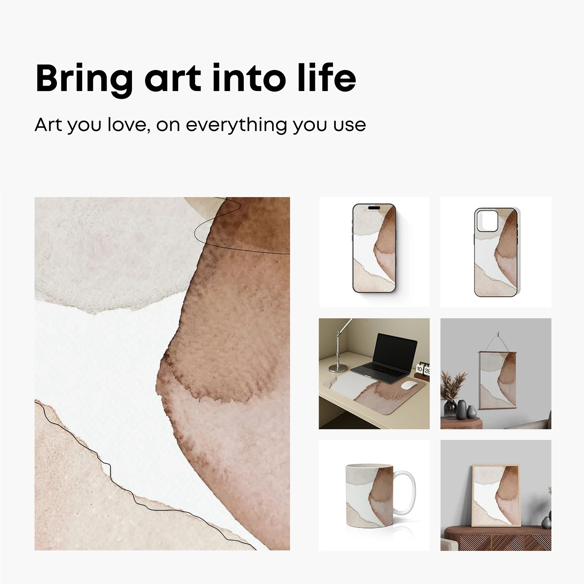 Abstract Watercolor Fusion: Earthy Tones and Flowing Lines - Image 2