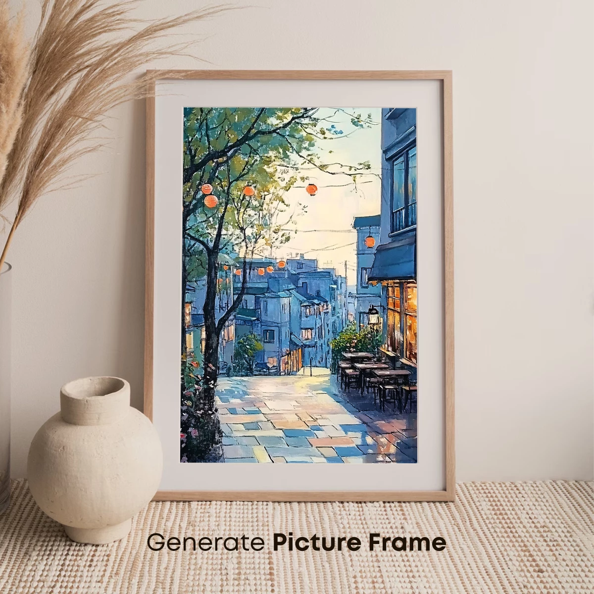 Charming Cobblestone Lane with Lanterns - Image 7