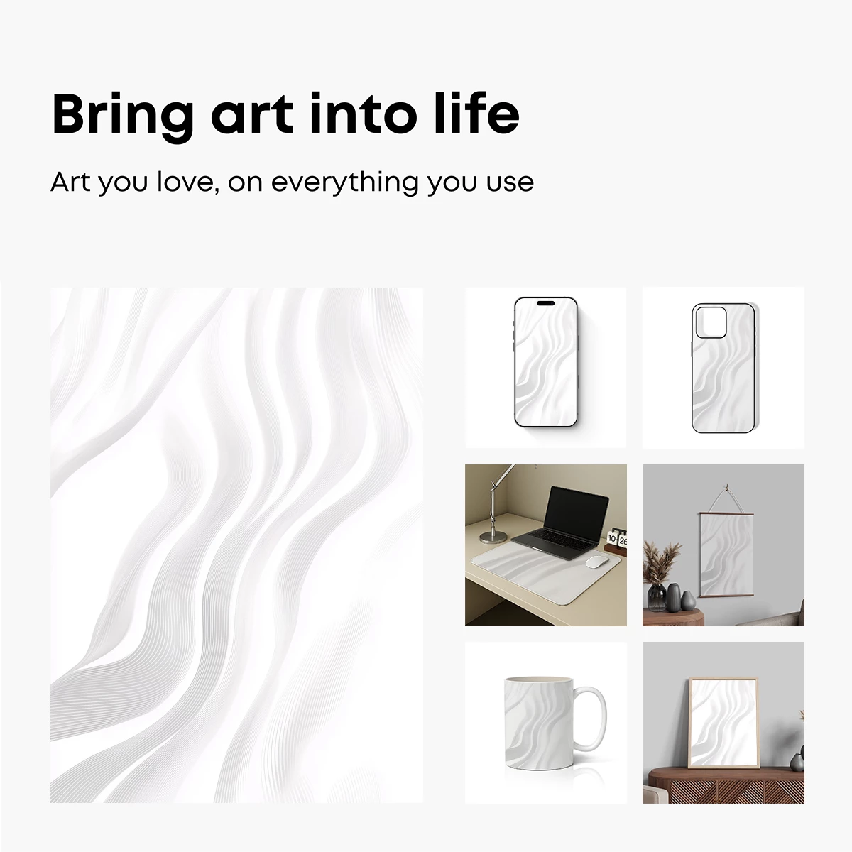 Elegant Flow: Abstract Wavy Lines in Monochrome - Image 2