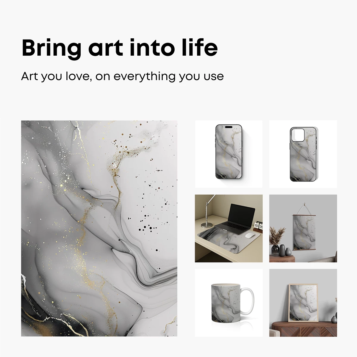Elegant Gray Flow: Abstract Marble Artistry - Image 2