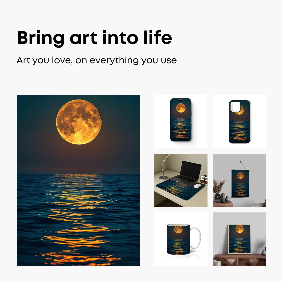 Golden Moon Over Serene Seas - Image 2