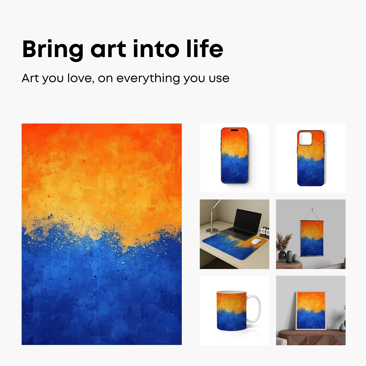 Abstract Sunset Fusion: Orange and Blue Harmony - Image 2