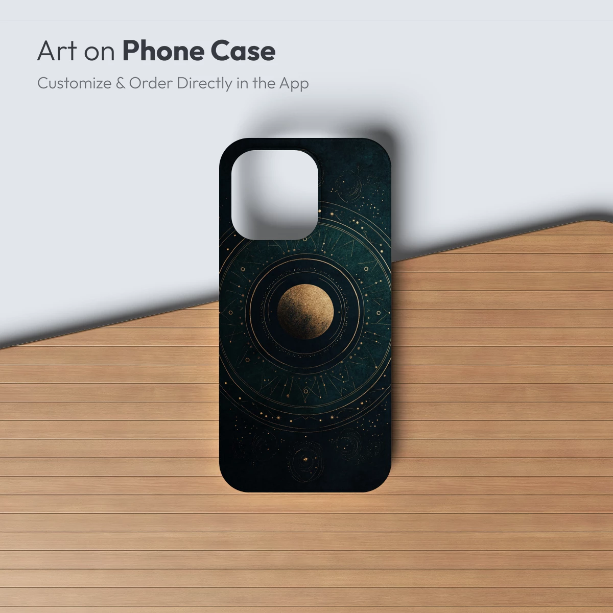 Celestial Mandala: Golden Moon in Cosmic Harmony - Image 3