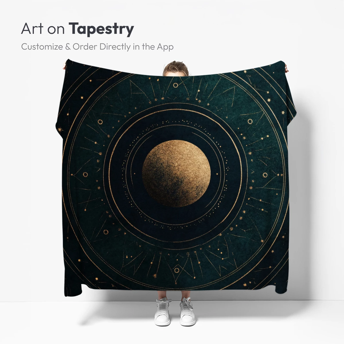 Celestial Mandala: Golden Moon in Cosmic Harmony - Image 5