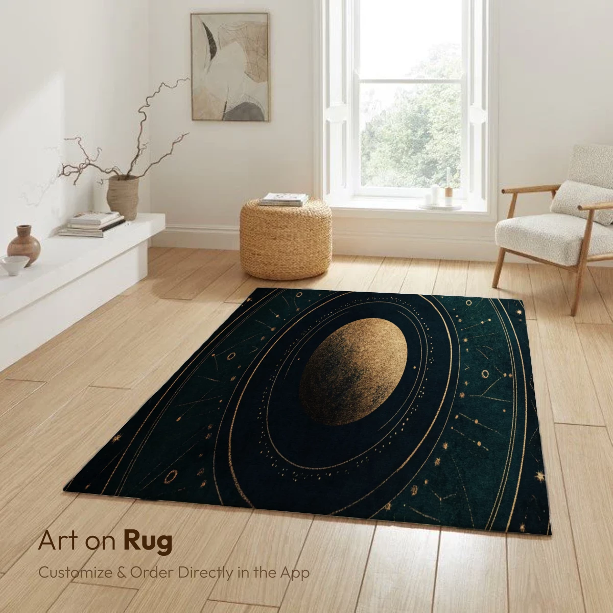 Celestial Mandala: Golden Moon in Cosmic Harmony - Image 6