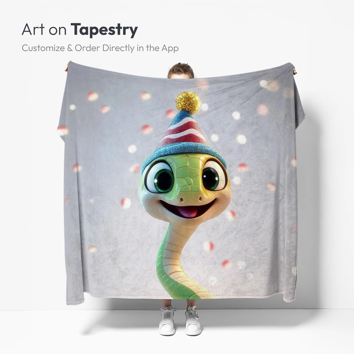 Festive Snake in Party Hat: Whimsical Cartoon Delight - Image 5