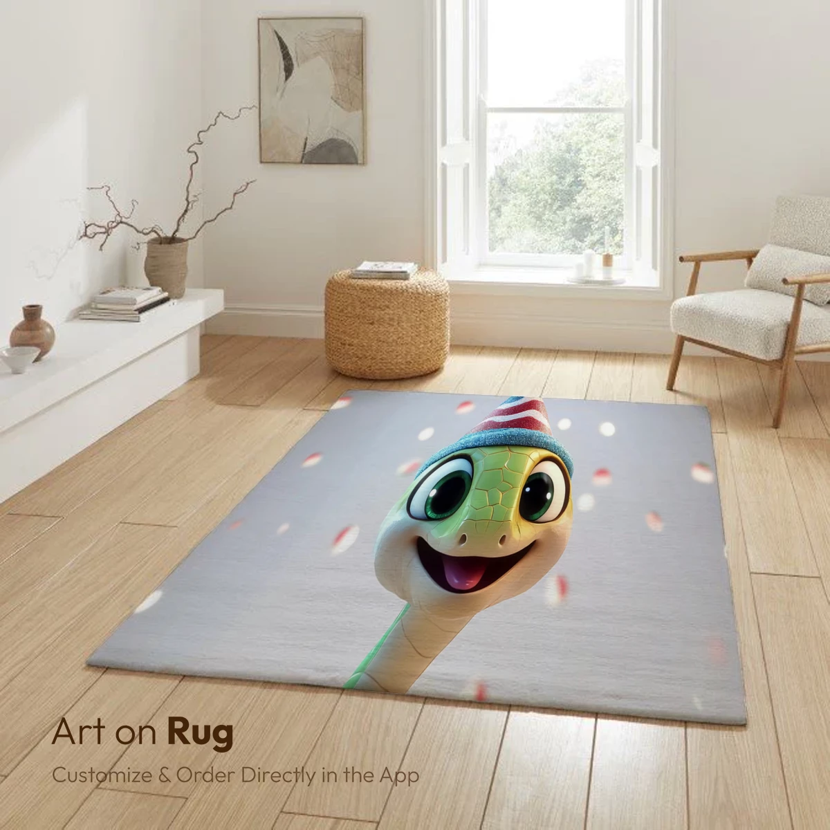 Festive Snake in Party Hat: Whimsical Cartoon Delight - Image 6