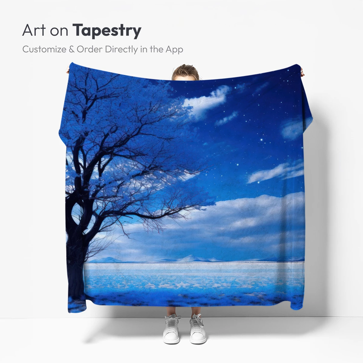 Eternal Midnight Tree: A Surreal Blue Landscape - Image 5