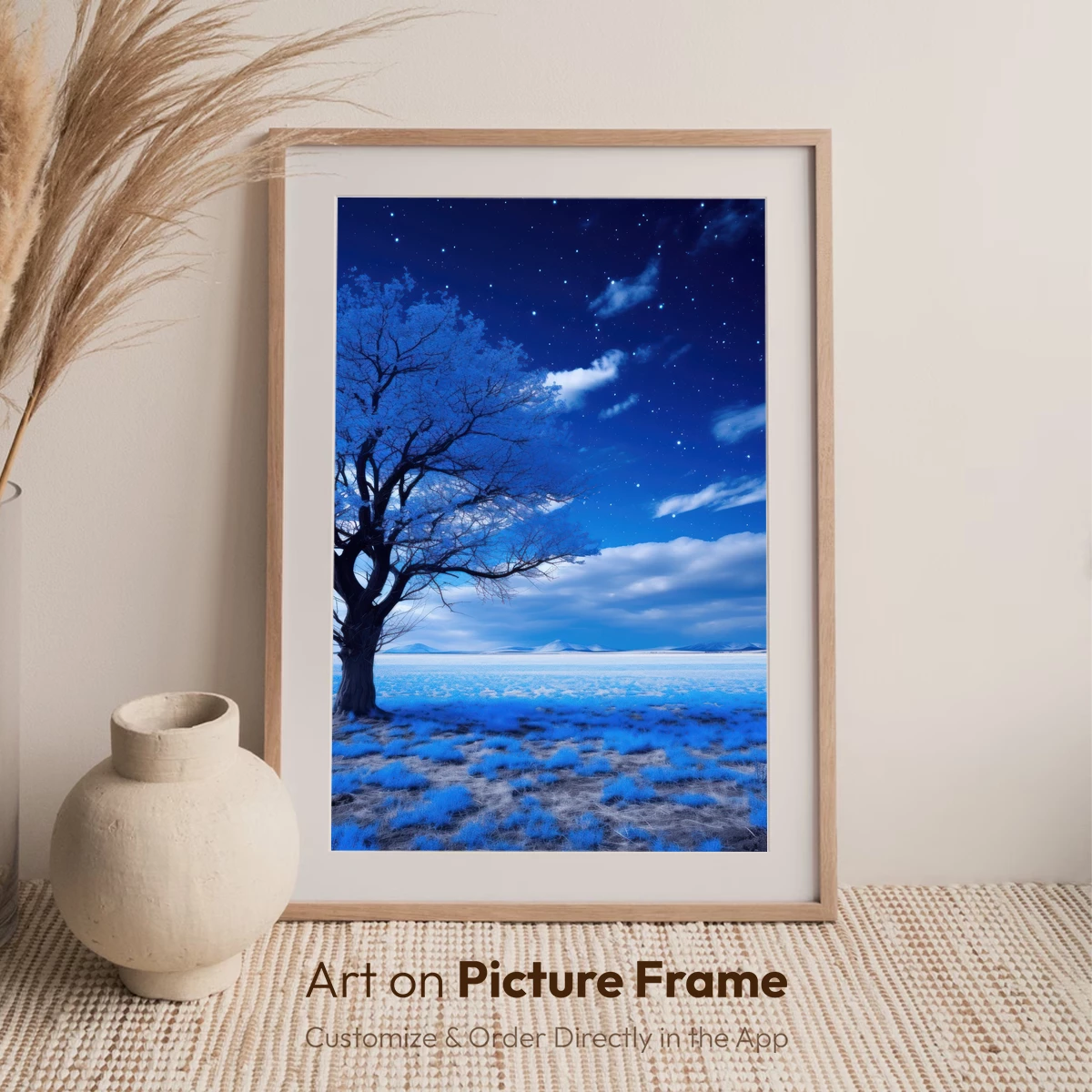 Eternal Midnight Tree: A Surreal Blue Landscape - Image 7