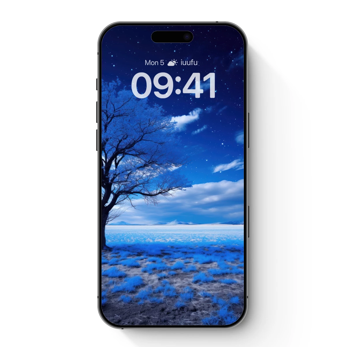 Eternal Midnight Tree: A Surreal Blue Landscape