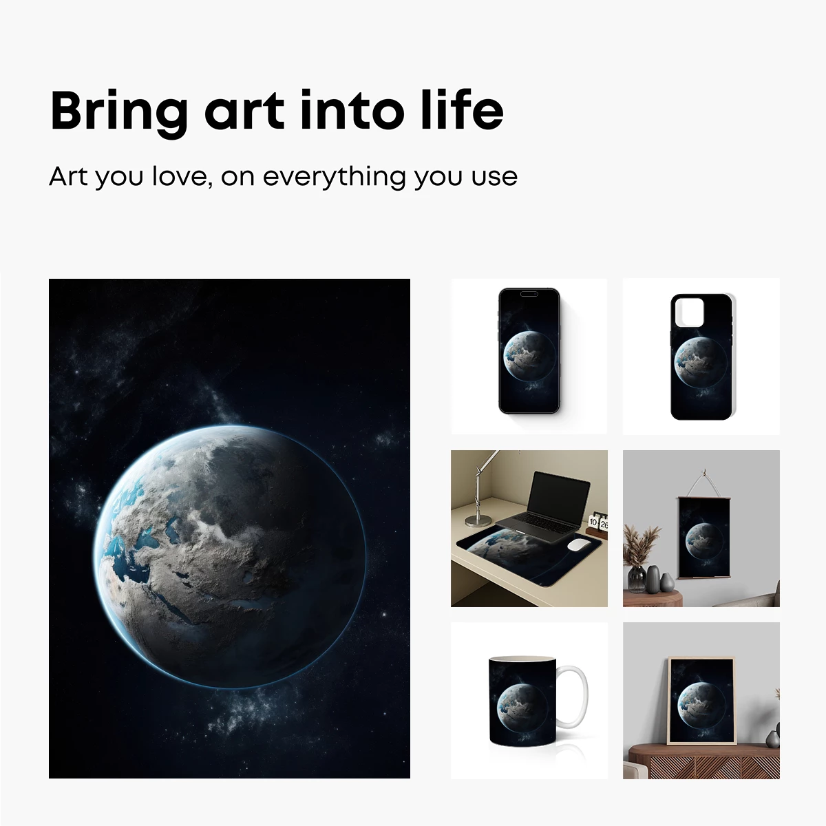 Ethereal Planet: Cosmic Serenity in Blue Hues - Image 2