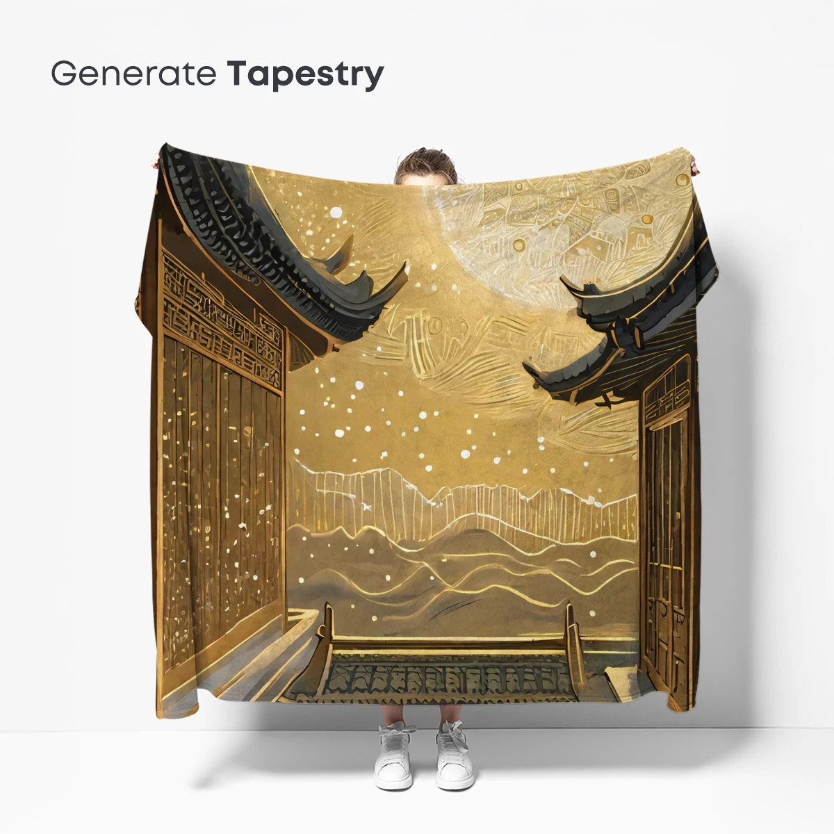 Golden Moonlit Courtyard: A Dreamy Oriental Fantasy - Image 5