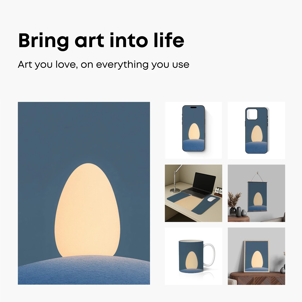 Ethereal Egg on Horizon: Minimalist Zen Art - Image 2